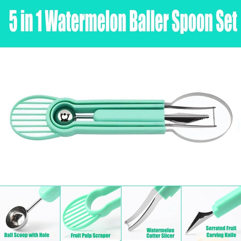hrsyyl Fruit Cutter Slicer Tool Watermelon Plastic Stainless Steel Melon Baller Scoop Kitchen Scooper Gadget Kit for Making Juice Fruit Salad - Image 2